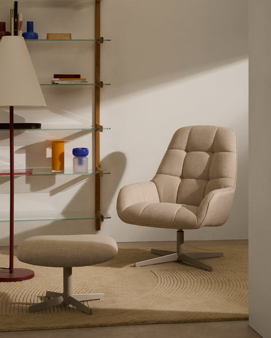 Fauteuil pivotant Jaspe beige et métal gris FSC 100%