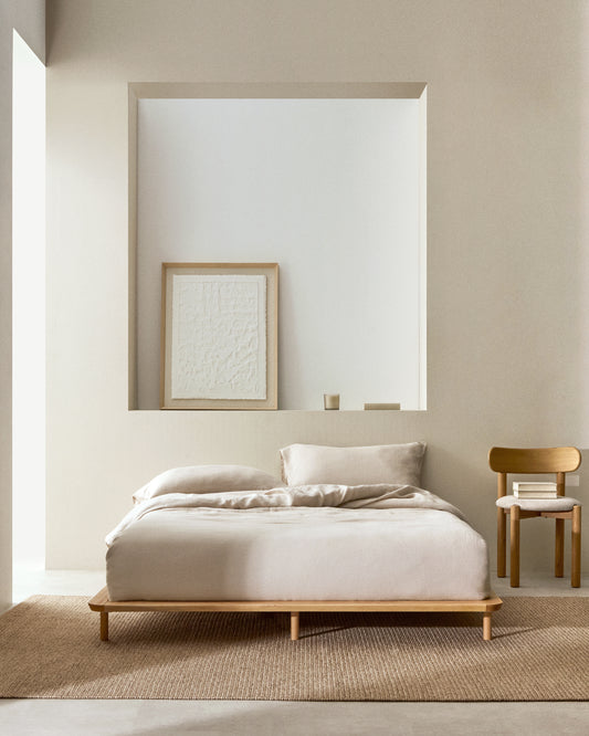 Lit Anielle en bois de frêne pour matelas de 180 x 200 cm