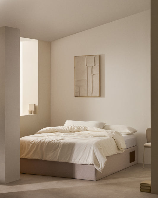 Matters ottoman bed base in beige for a 140 x 190 cm mattress