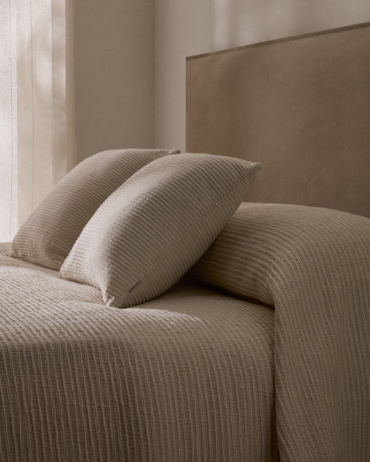 Couvre-lit Vindi 100 % coton écru avec rayures fantaisie pour lit de 90/135 cm