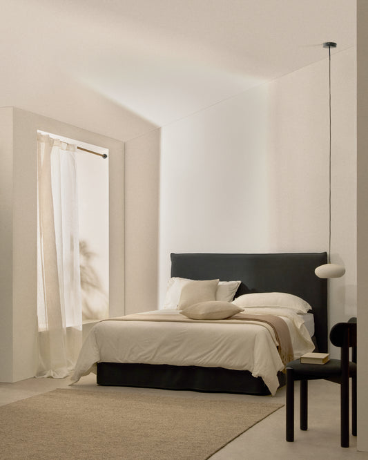 Lit déhoussable Jaira en lin et coton gris anthracite pour matelas de 180 x 200 cm FSC Mix Credit
