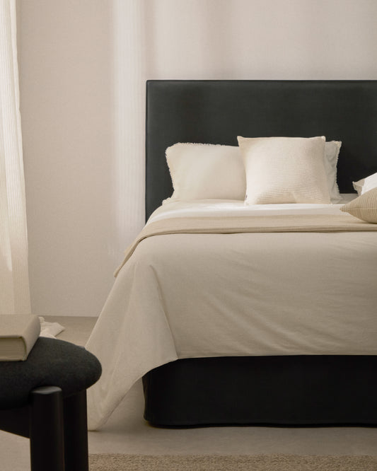 Lit déhoussable Jaira en lin et coton gris anthracite pour matelas de 90 x 200 cm FSC Mix Credit