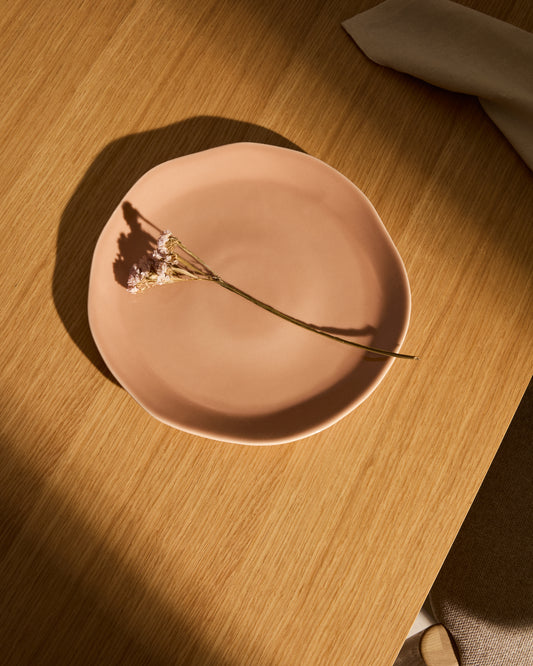 Assiette plate Tiraya en céramique rose