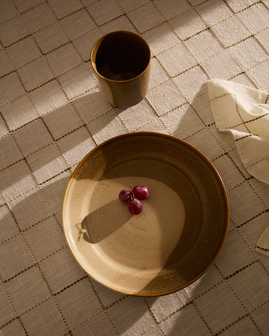 Assiette plate Nagoli en céramique marron
