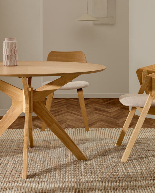 Table Ronde Naanim en placage de chêne Ø 100 cm