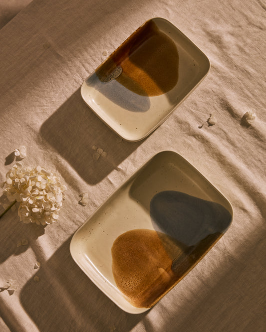 Grand plat à four Miglo en céramique multicolore