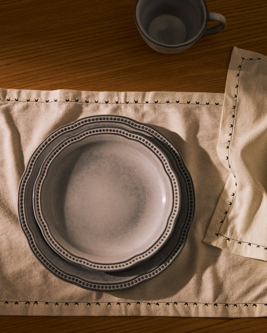 Assiette plate Dovec en céramique bleue