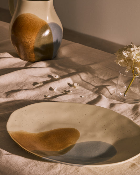 Grand plat Miglo en céramique multicolore