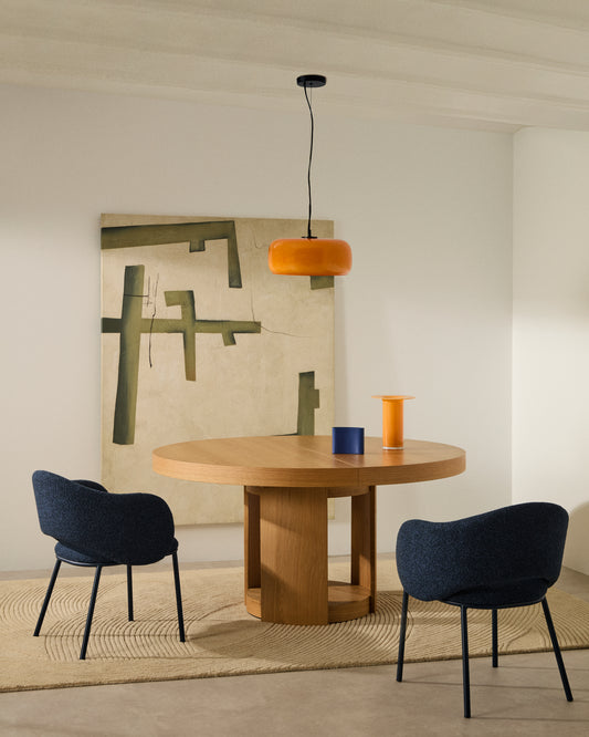 Table ronde extensible Artis en bois et placage de chêne FSC 100 % 150 (200) x 80 cm