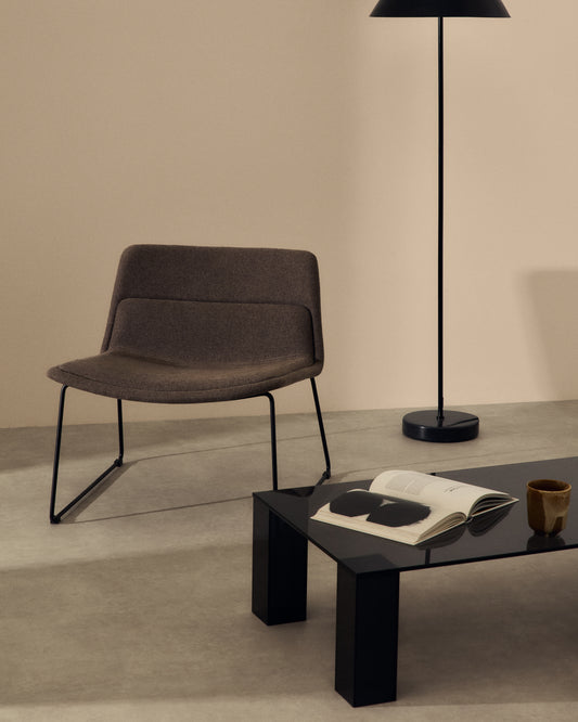 Fauteuil Zahara marron et acier finition noire FSC 100 %