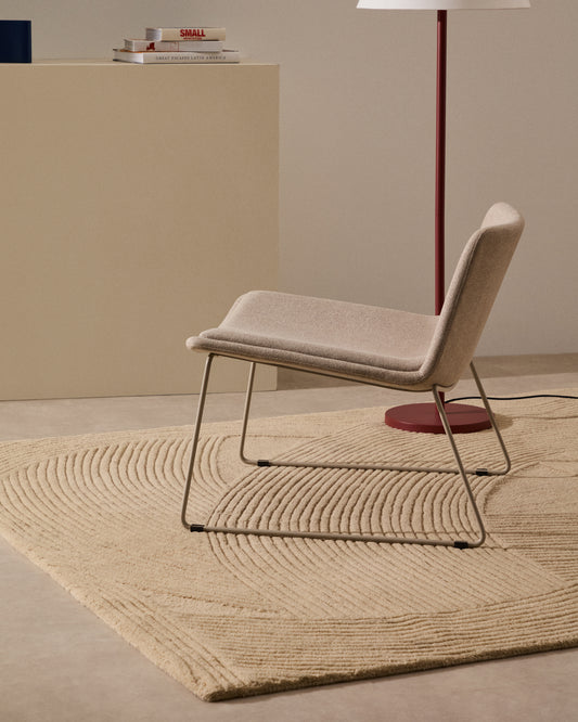 Fauteuil Zahara beige et acier finition beige FSC 100 %