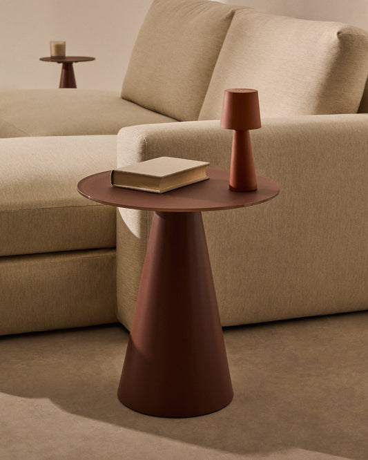 Table d'appoint Wilshire en verre trempé dépoli et acier finition terracotta mat Ø50 cm