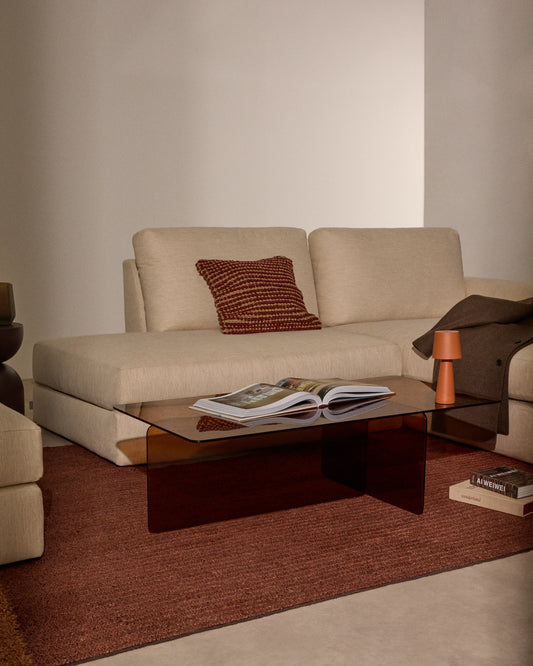 Table basse Zaren en verre trempé marron 120 x 60 cm