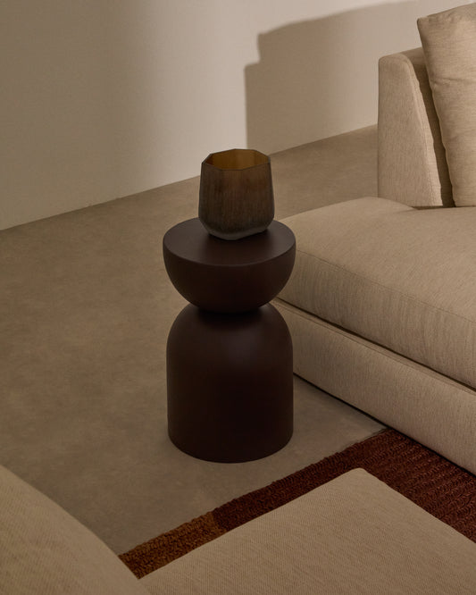 Table d’appoint Rachell en métal avec finition peinte violette Ø30 cm