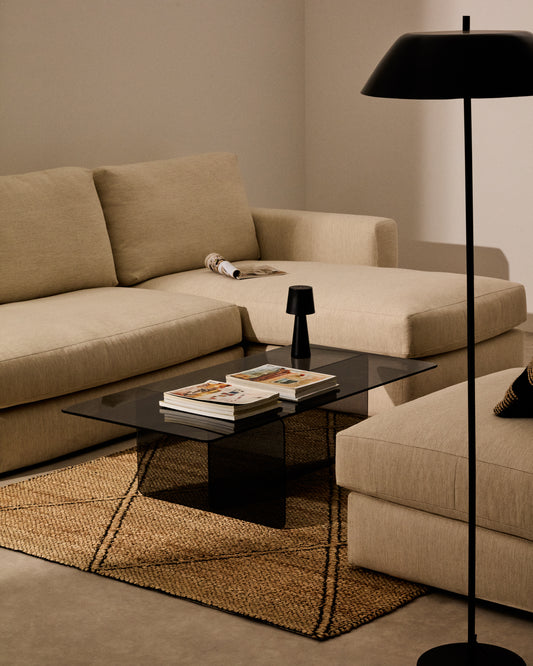 Table basse Zaren en verre trempé gris 120 x 60 cm