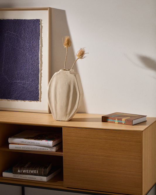 Vase Lahara en papier mâché gris 32 cm