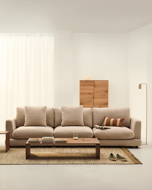 Canapé Gala 4 places en chenille beige 300 cm – Certifié FSC Mix Credit