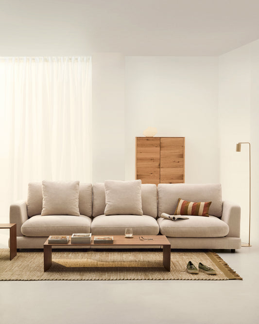 Canapé Gala 4 places en chenille beige 300 cm – Certifié FSC Mix Credit