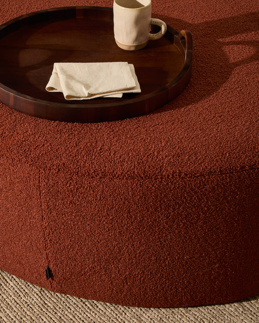 Housse pour repose-pieds Kaeli en bouclette terracotta Ø 120 cm