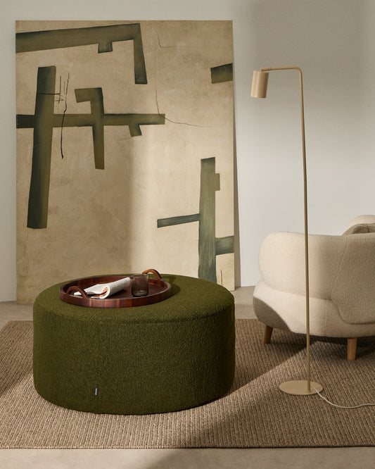 Repose-pieds déhoussable Kaeli en bouclette vert Ø 90 cm
