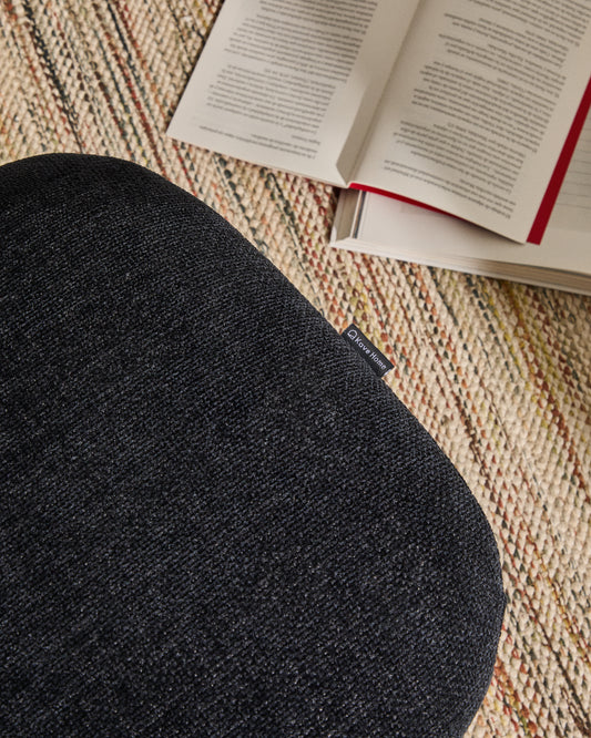 Repose-pieds Teryl en tissu chenille bleu et métal gris FSC 100%