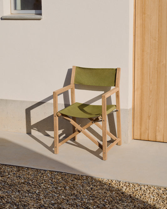 Chaise pliable d’extérieur Vilara verte en bois d’acacia FSC 100%