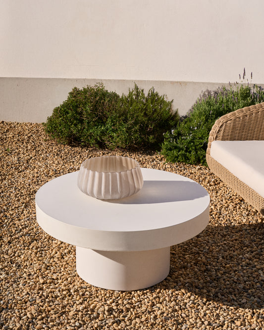 Table basse ronde Aiguablava en ciment blanc Ø 90 cm