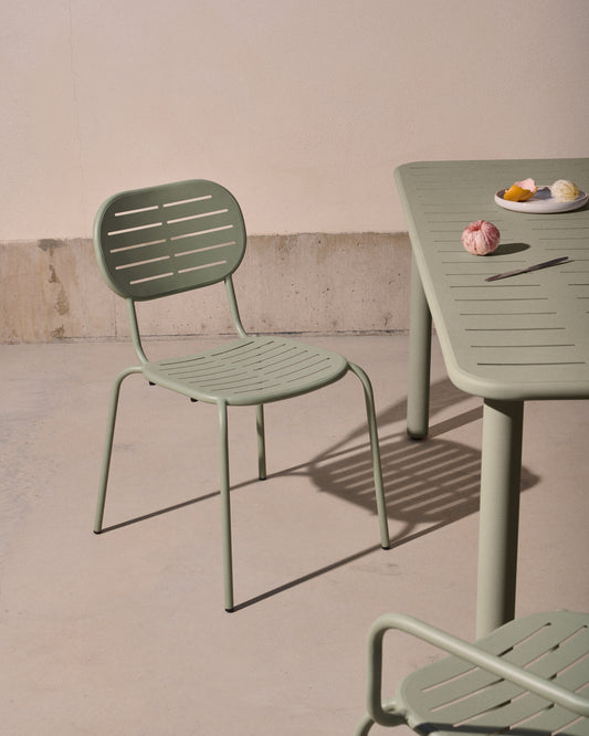 Chaise empilable d’extérieur Brai en acier galvanisé turquoise