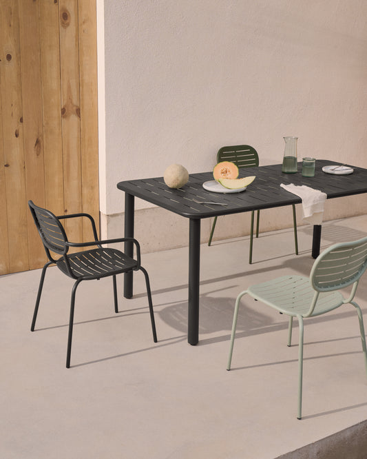 Table d’extérieur Brai en acier galvanisé gris foncé 180 x 90 cm