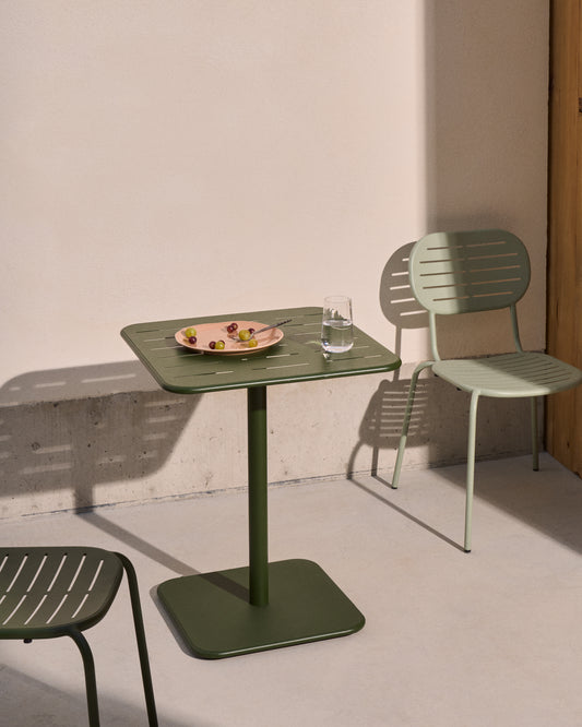 Table d’extérieur Brai en acier galvanisé vert 70 x 70 cm
