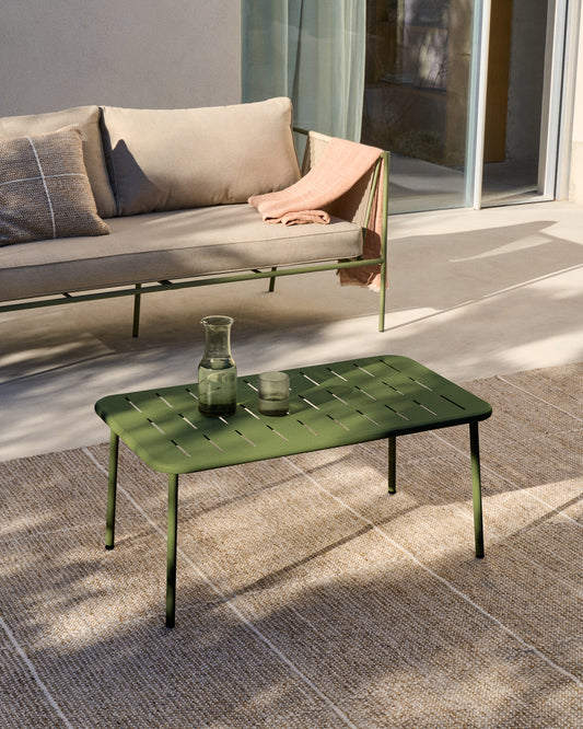 Table basse d’extérieur Zivia vert en acier galvanisé vert 90 x 50 cm