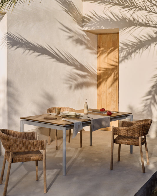 Table extensible de jardin Canyelles en bois d'œuvre en plastique et aluminium blanc mat 180(240) x 100 cm