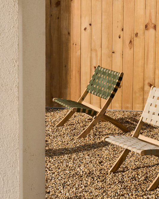 Fauteuil pliable Chabeli bois d'acacia et corde verte FSC 100 %
