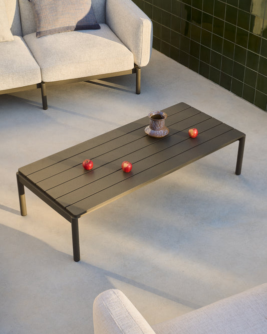 Table basse Sorells en aluminium vert 63 x 144,6 cm