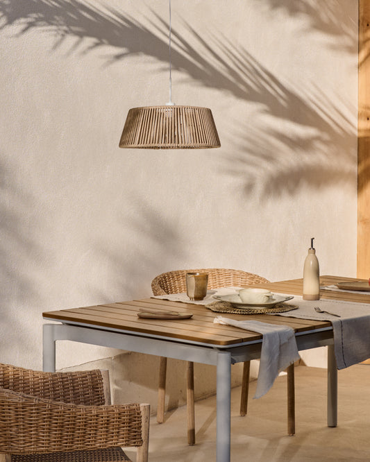 Abat-jour pour suspension Aldet en corde chinée beige Ø 46 cm