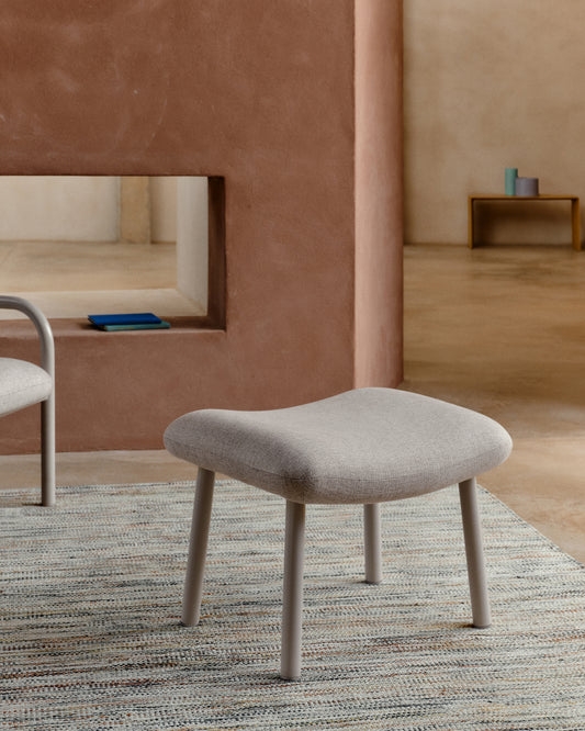 Repose-pieds Inari beige et acier finition peinte beige 60 x 50 cm FSC Mix Credit