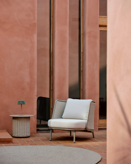 Fauteuil d’extérieur Sedalis en aluminium et corde taupe