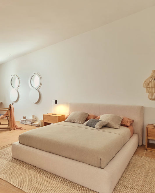 Cadre de lit déhoussable Blok écru pour matelas de 160 x 200 cm FSC Mix Credit