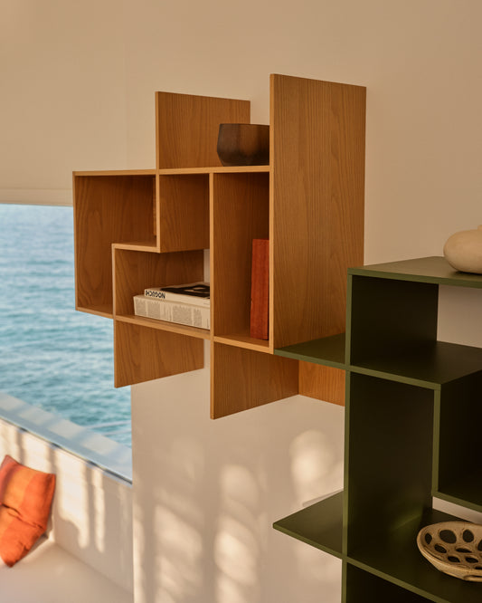 Étagère modulable Ina en placage de chêne finition ton naturel 80 x 80 cm FSC 100%