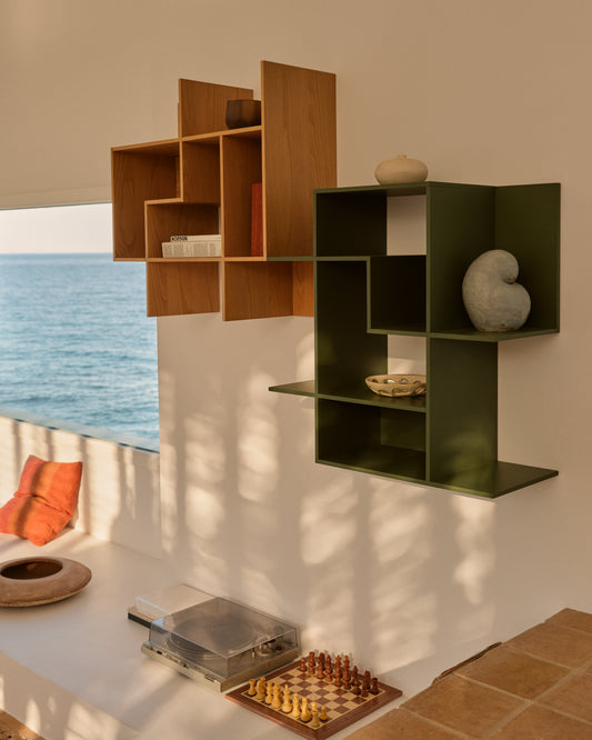 Étagère modulable Ina en MDF laqué vert 80 x 80 cm FSC 100%