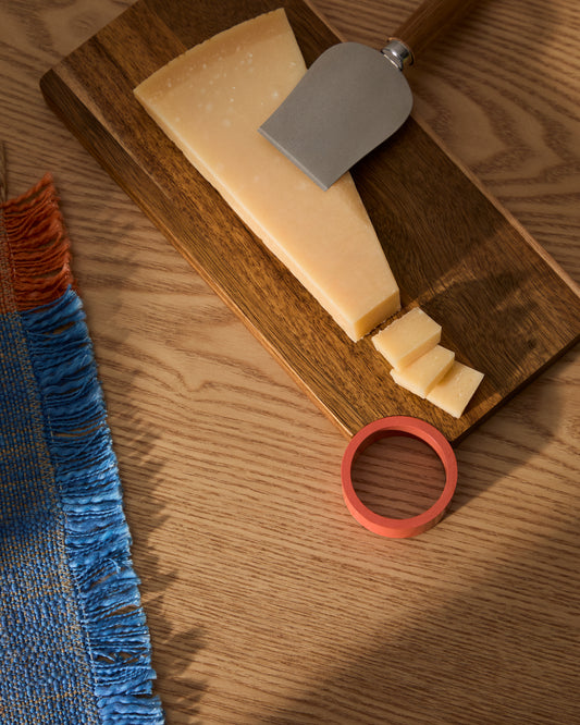 Plateau de service Zairin en bois d’acacia et métal rose FSC 100 %