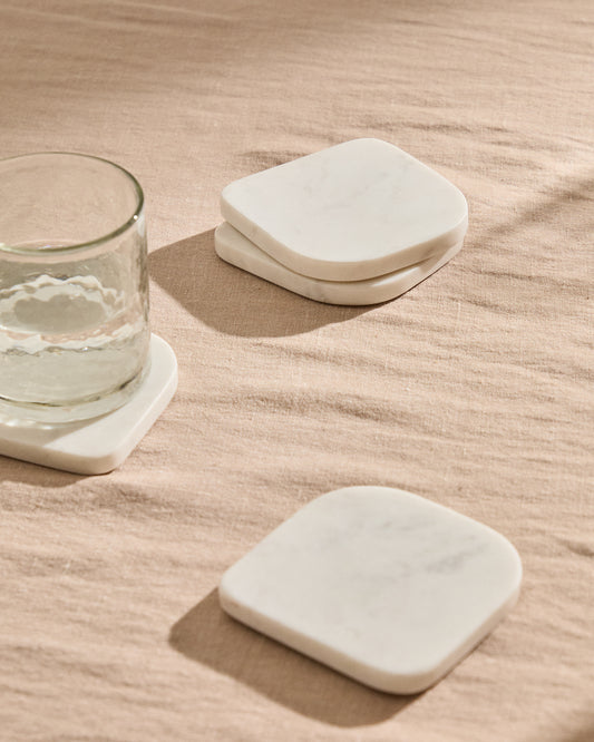 Ensemble de 4 sous-verres Zera en marbre blanc