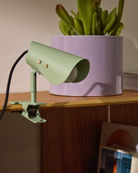 Petite lampe avec pince Jula en métal vert