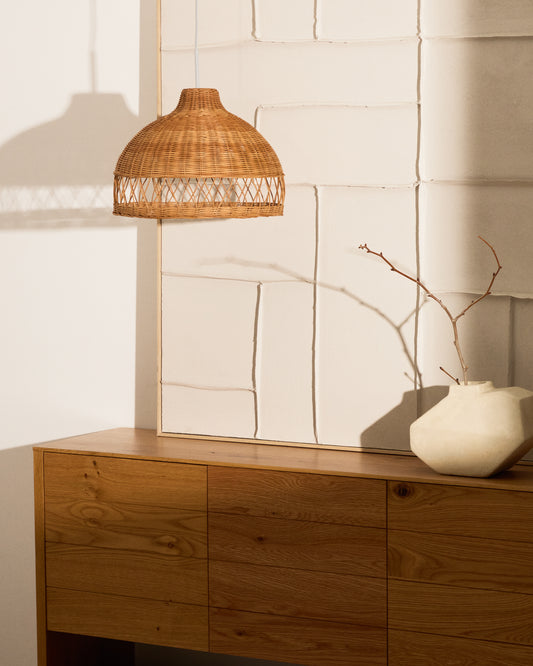 Abat-jour pour plafonnier Loura en rotin avec finition ton naturel Ø 40 cm