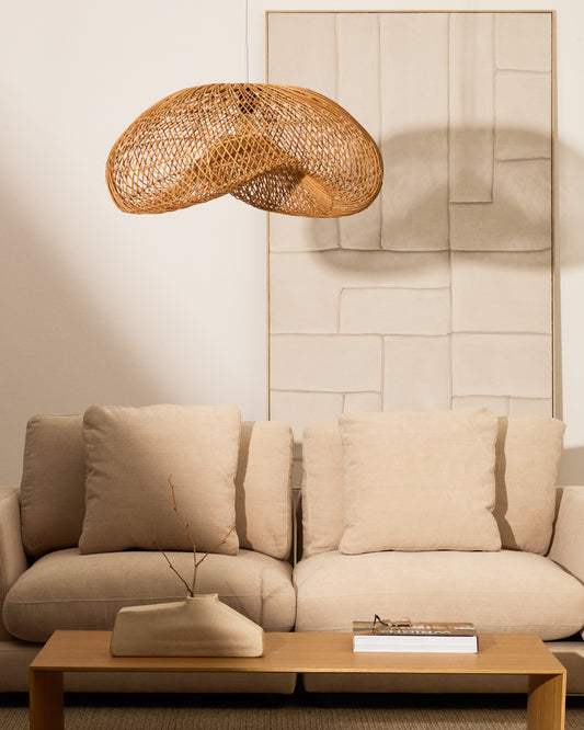 Abat-jour pour suspension Isora en rotin avec finition ton naturel 80 x 35 cm