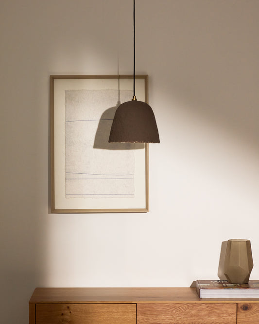 Plafonnier Lisora en papier mâché marron Ø 35 cm