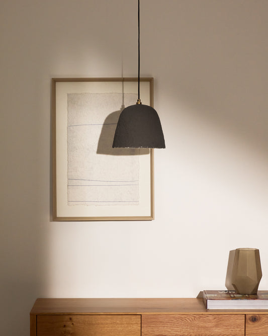 Lisora ceiling lamp in brown papier-mâché Ø35cm