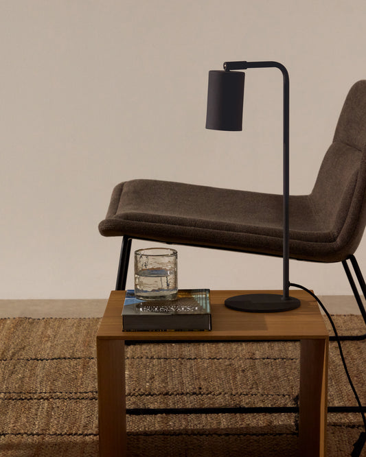 Lampe de bureau Manie en métal avec finition effet fonte noire