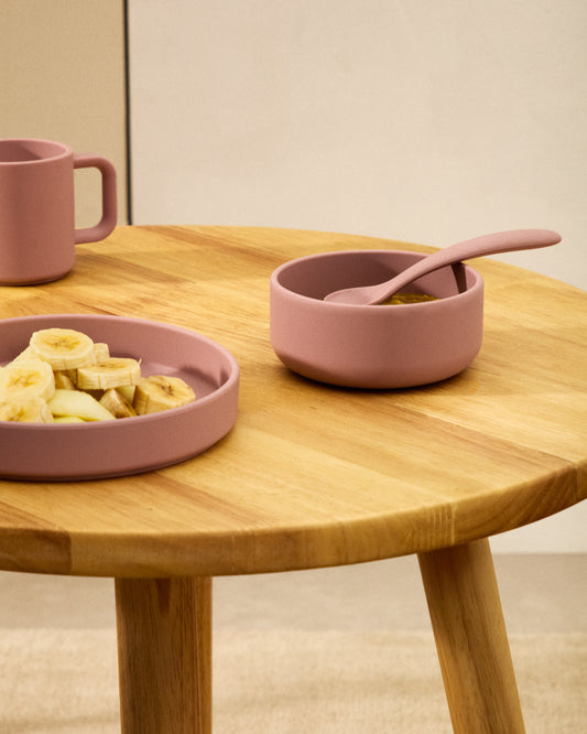 Ensemble Lili assiette et bol en silicone rose