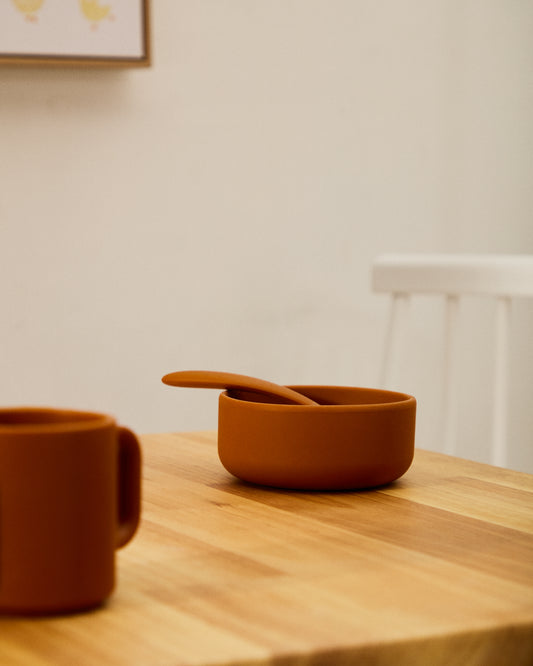Ensemble Lili assiette et bol en silicone orange
